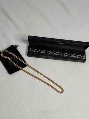 Men's Two-Tone Link Bracelet and Link Chain Set